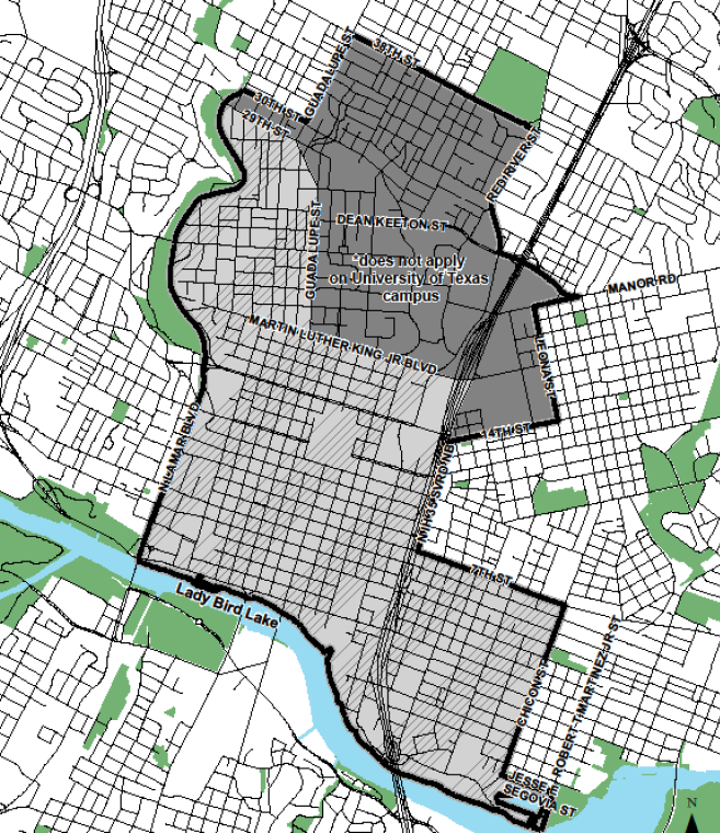 Map of "sit and lie" ordinance boundaries