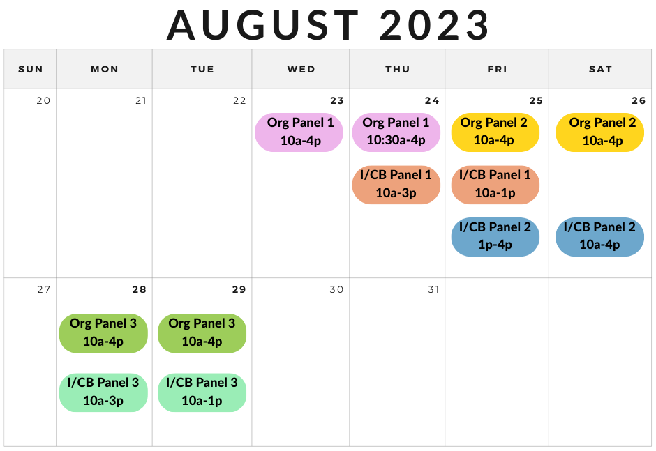 August schedule for the Elevate Grant Panel Review