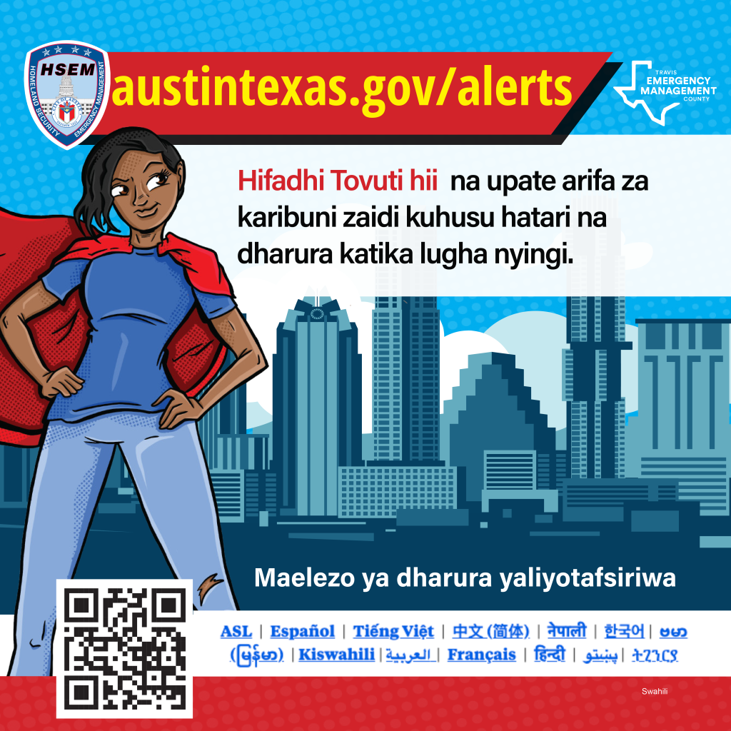austintexas.gov/alerts page Swahili promotion