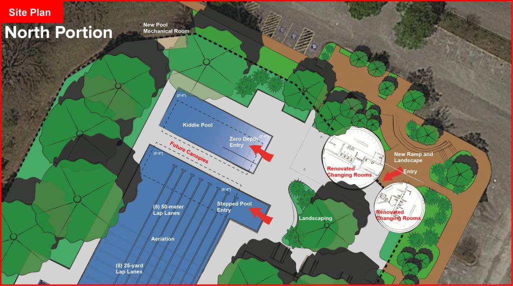 Northern half of site plan concept of Beverly S. Sheffield Northwest Pool Plan