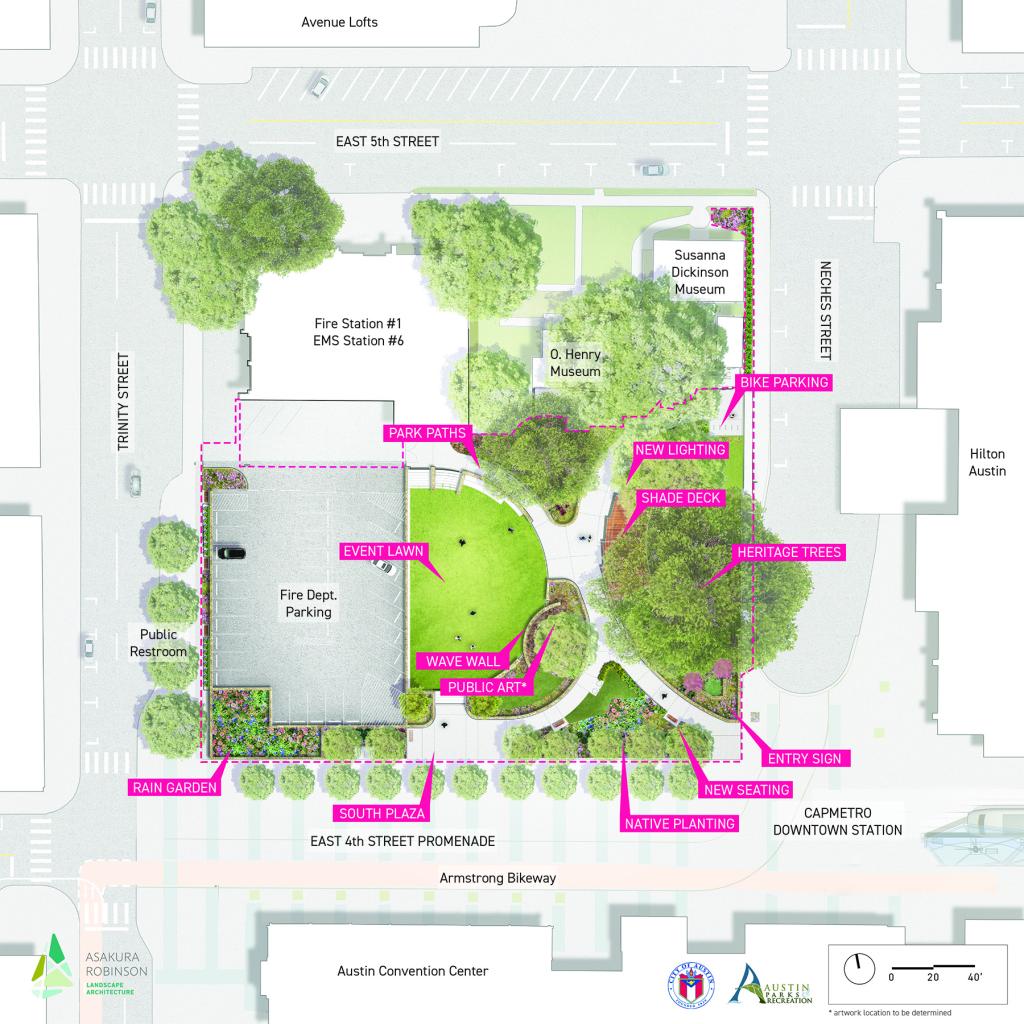 "Brush Square illustrated site plan"