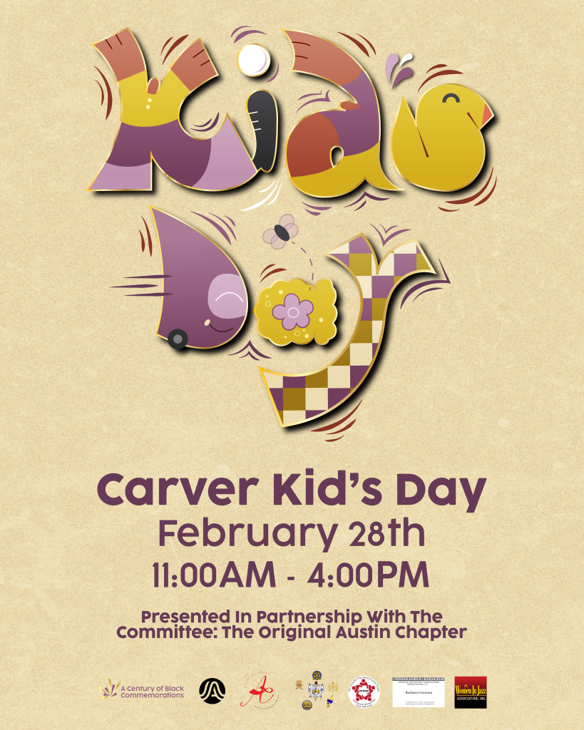 creamy gold graphic with illustrated, colorful letters spelling out "Kid's Day"