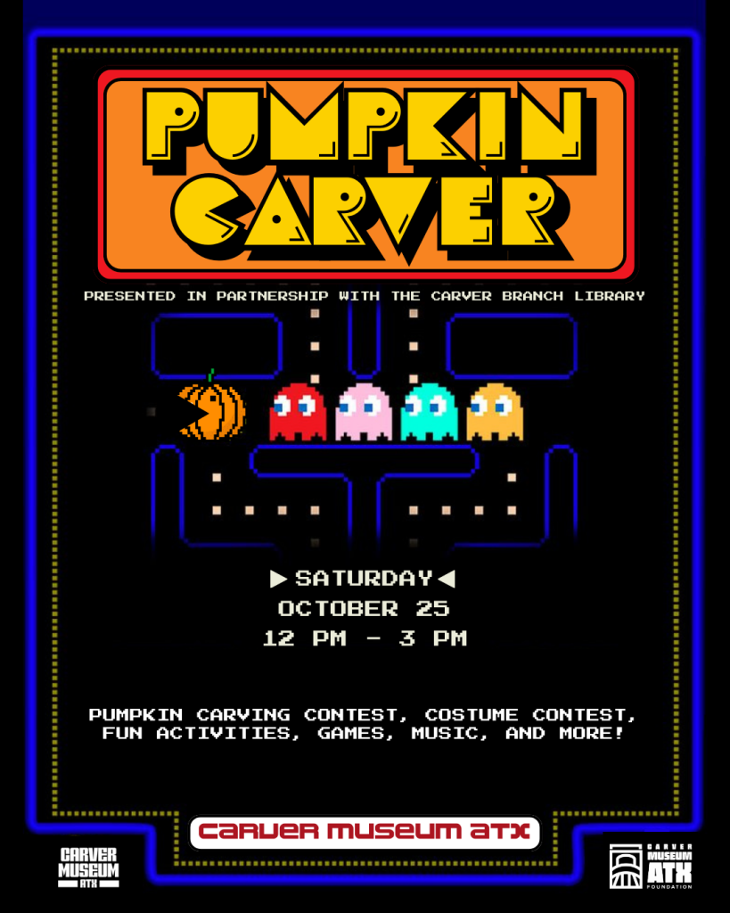 pacman themed graphic saying pumpkin carver