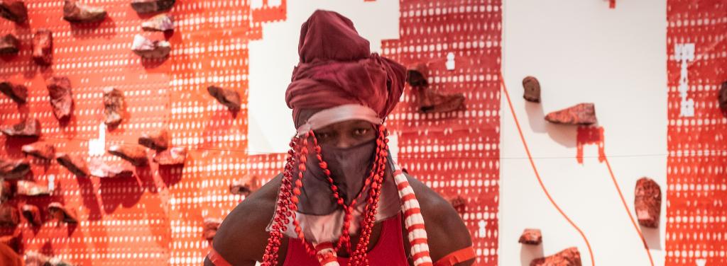 AKIRASH performs during the opening reception of his art exhibit, Majele (Venomous). January 2020.