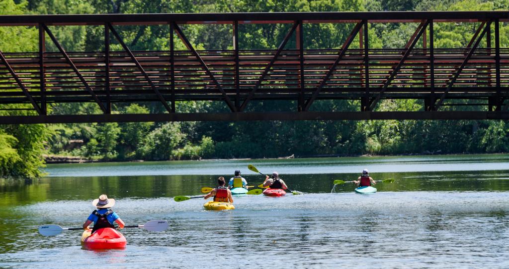 People canoeing at Lady Bird Lake