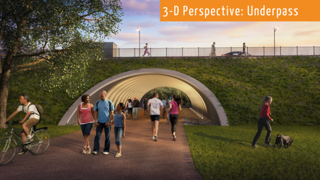 Illustrative perspective of underpass tunnel