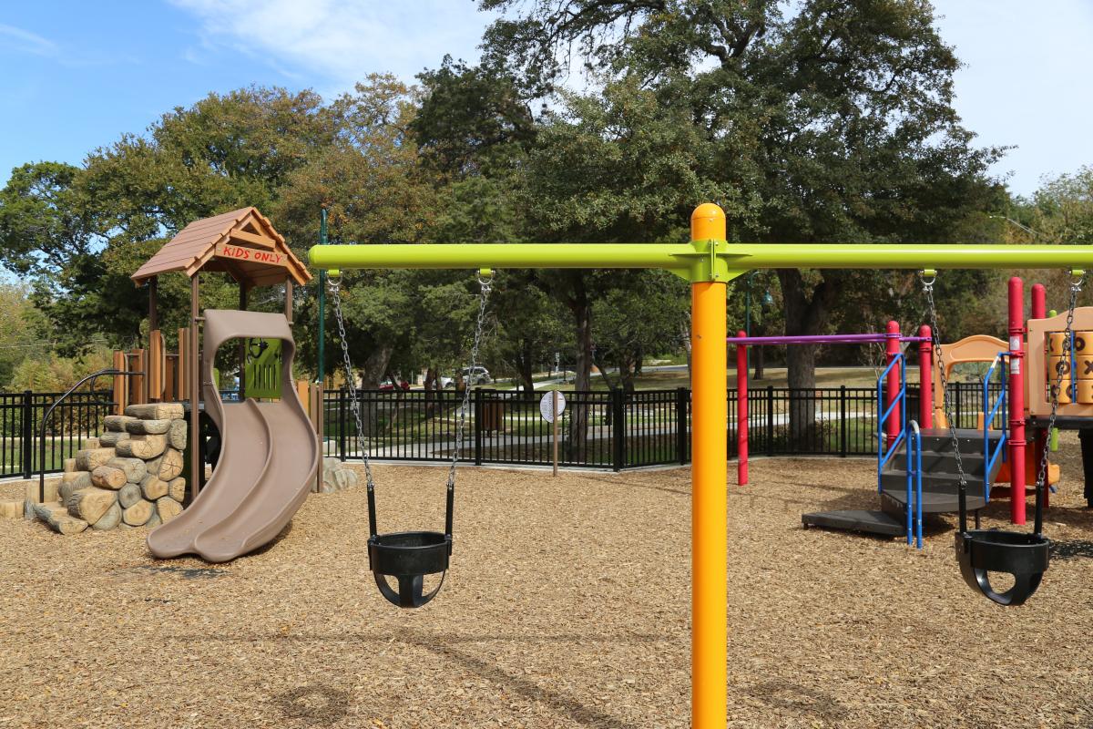 New playground and swings at the park
