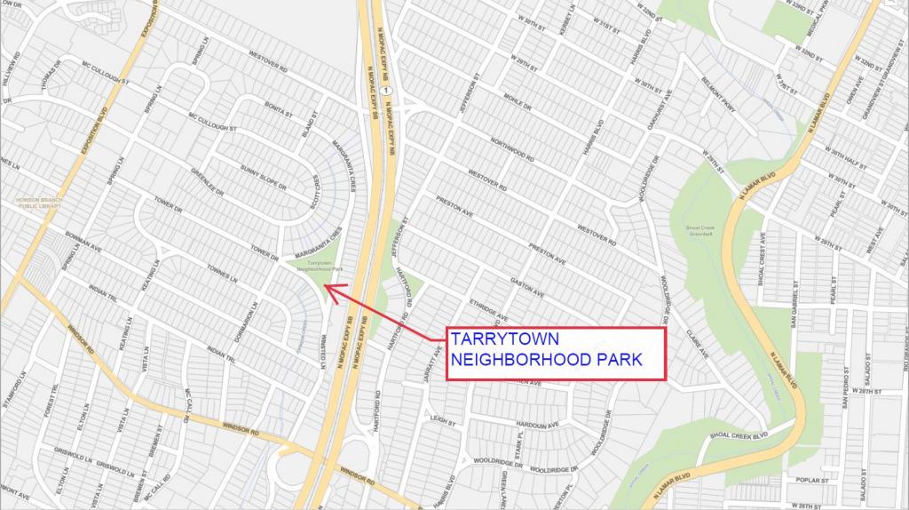 Location map of Tarrytown Park