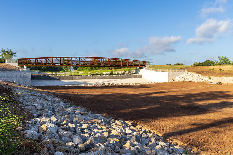 view of new bridge installation looking south