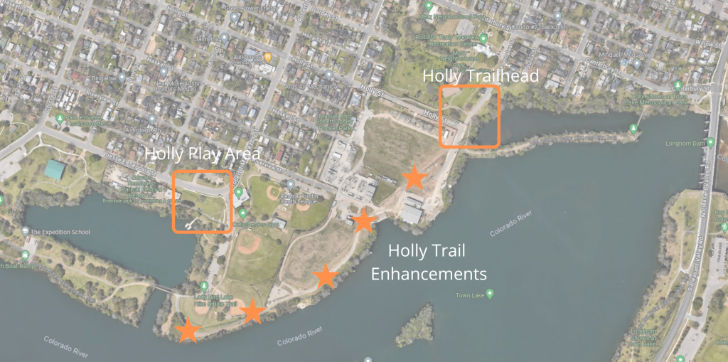 map of Holly Shores identifying areas for projects