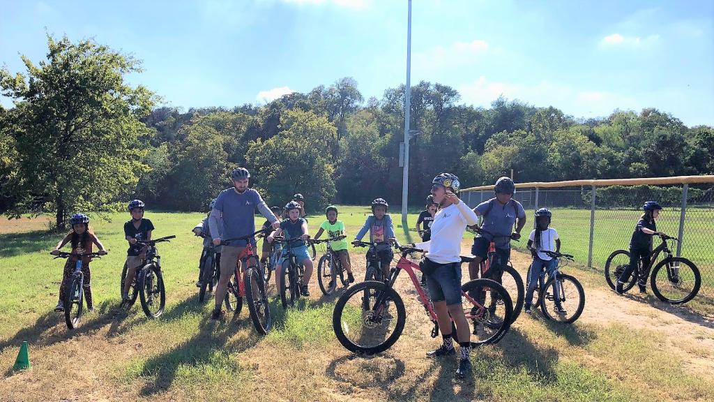 Bike riding group at Givens Park