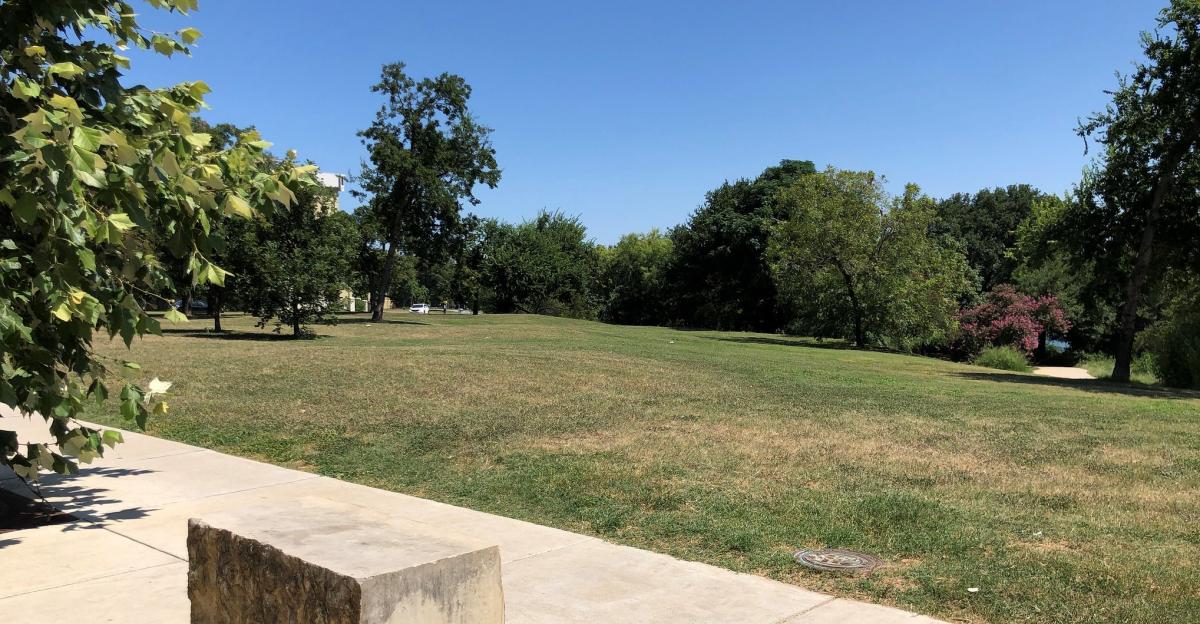 View south of Cummings Street toward the Trail and Lady Bird Lake