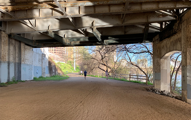 Image under Drake Bridge (1st Street Bridge) looking east