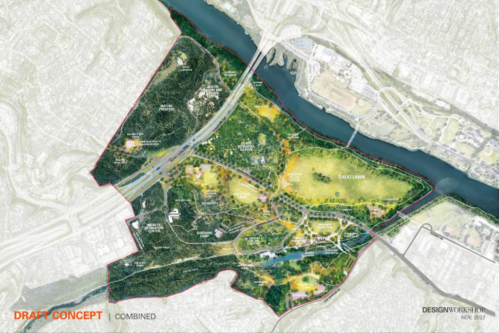 Zilker Draft Vision Plan map showing new possible aspects