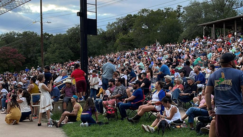 Crowd at Zilker Hillside theater showing many people crowded together in attendance