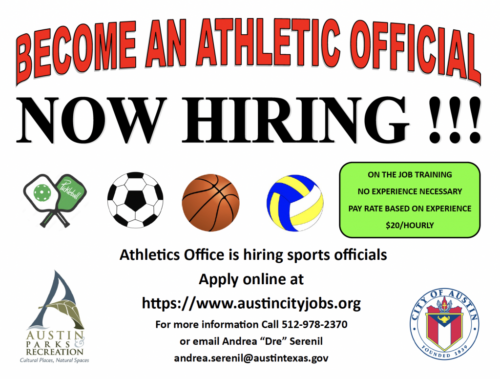 Now Hiring Athletic Official flyer