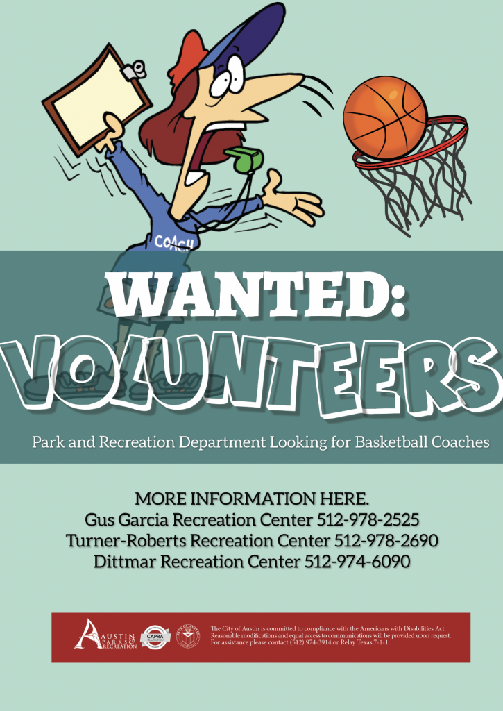 Austin Parks and Recreation Department is looking for Basketball Coaches
