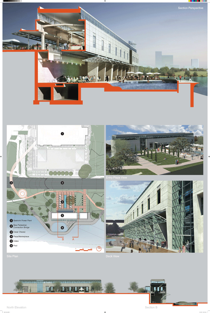 145 Gensler George - “Finding a new use for Seaholm Intake should be equally focused on the experience of Austin, the lifestyle that embodies that experience, and elevating the existing qualities of the building that we already adore. We simply call this new place “Intake.”’ This design includes a plaza/marketplace, a swimming pool, pedestrian bridge, rainwater collection, multi-use space, and vertically-folding glass partitions open up the space. For more information about this idea and others seen in this album, please go to, www.austintexas.gov/department/seaholmintake and comment on your favorite at, www.SpeakUpAustin.org 