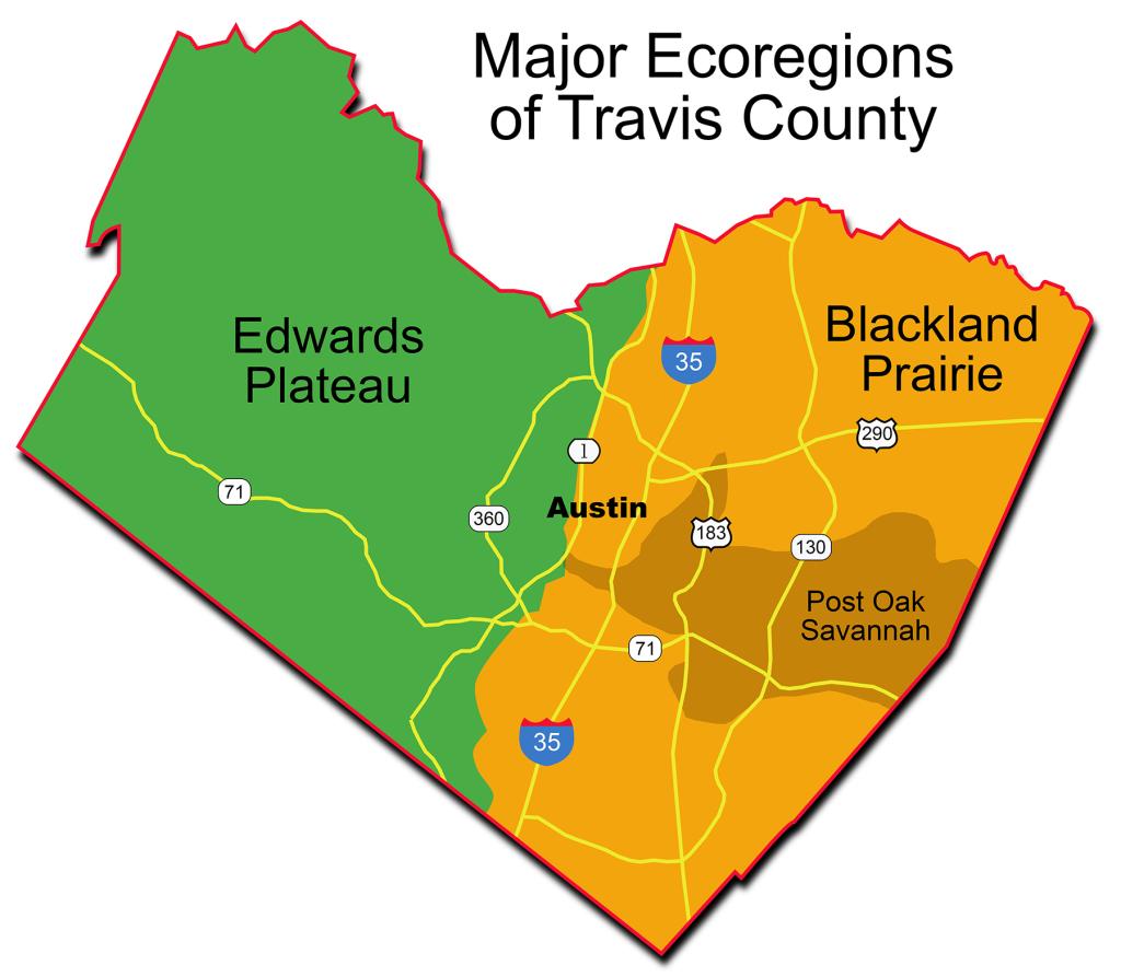 Major ecoregions of Travis County
