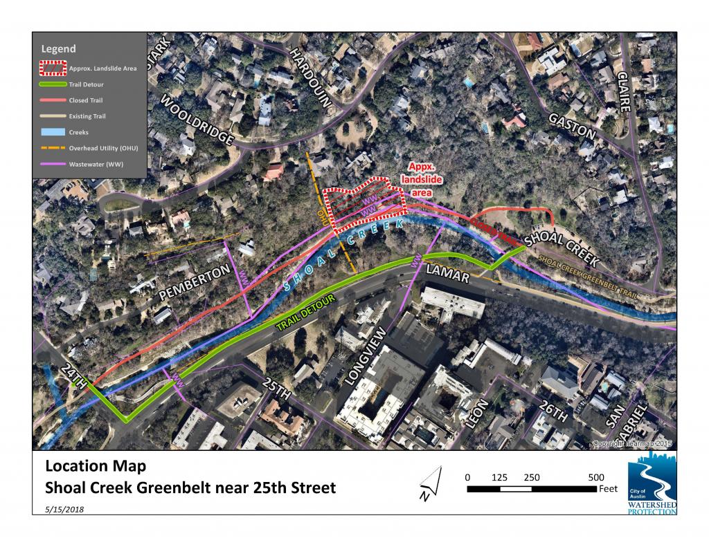 Map of the area impacted on the greenbelt by the hillside failure