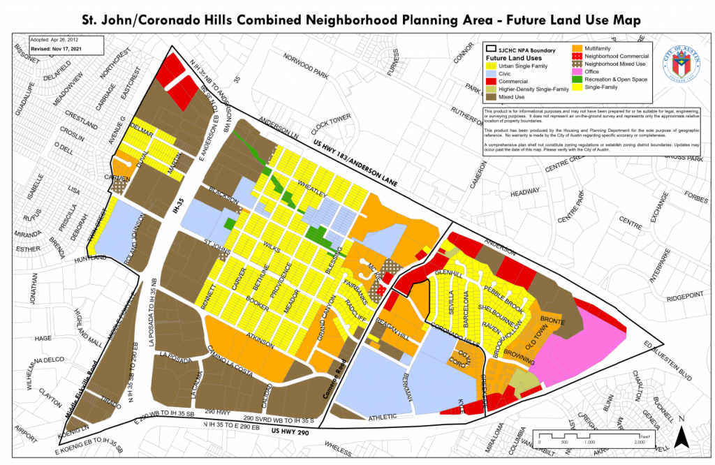 map of the St. John/ Coronado neighborhood