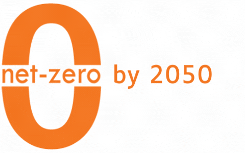 Animation that reads "Net-Zero by 2040!"