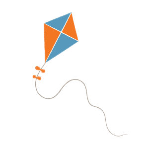Illustration of a kite in the air.
