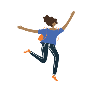 Illustration of a person jumping excitedly.