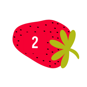 Strawberry with the number 2