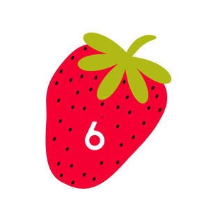 Strawberry with the number 6
