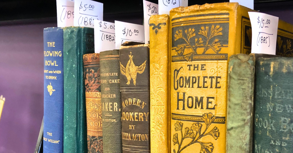 Vintage and rare books for sale at the Recycled Reads bookstore.