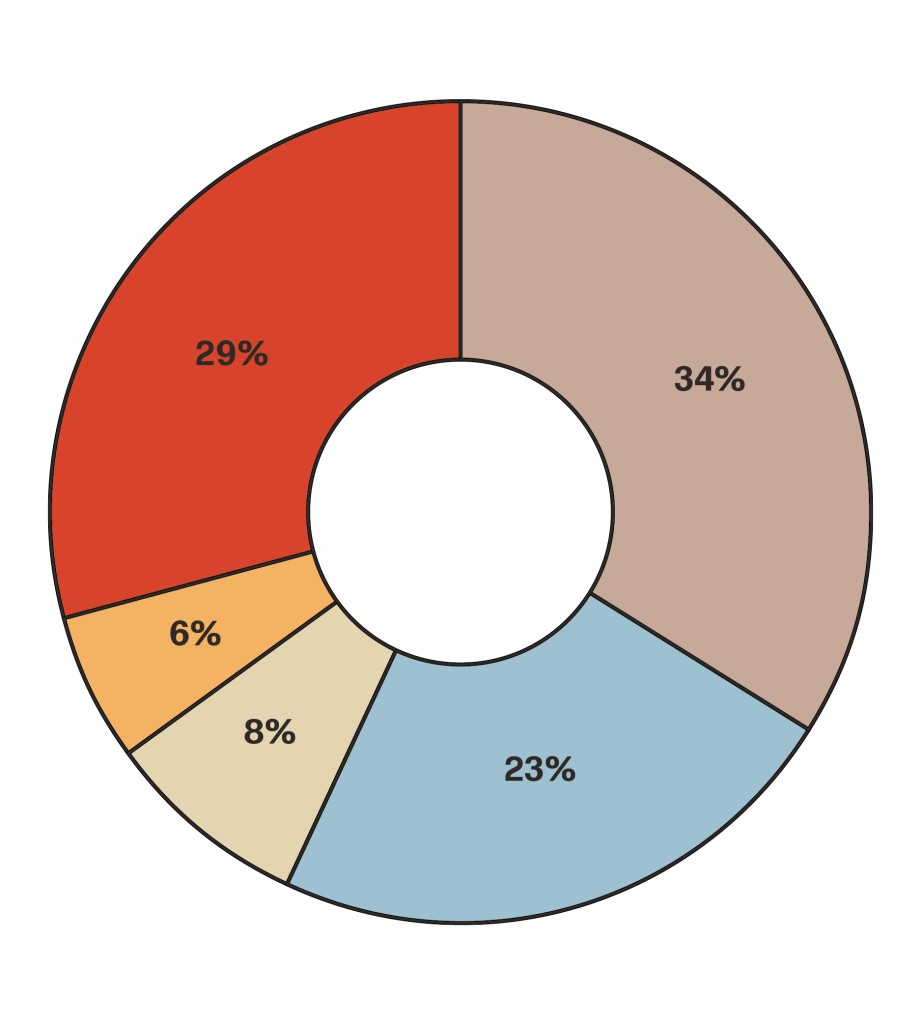 A donut graph showing emissions sources for Bastrop County.