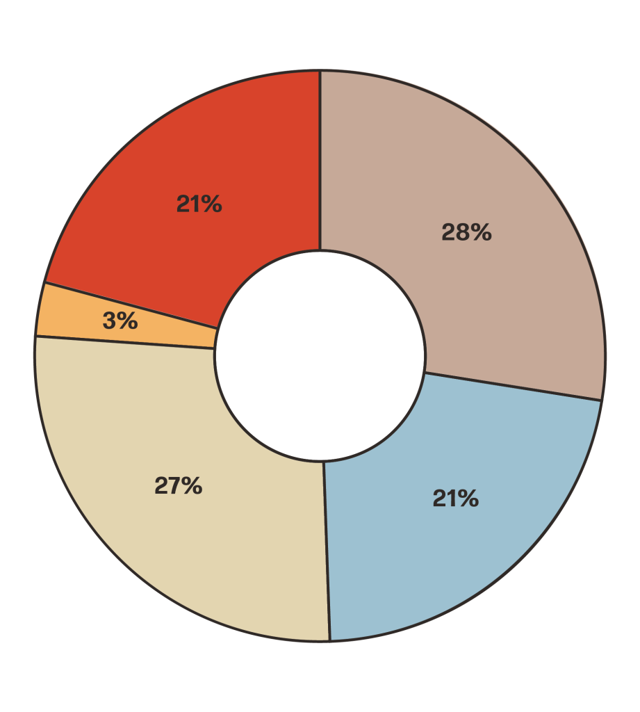 A donut graph showing emissions sources for Caldwell County.