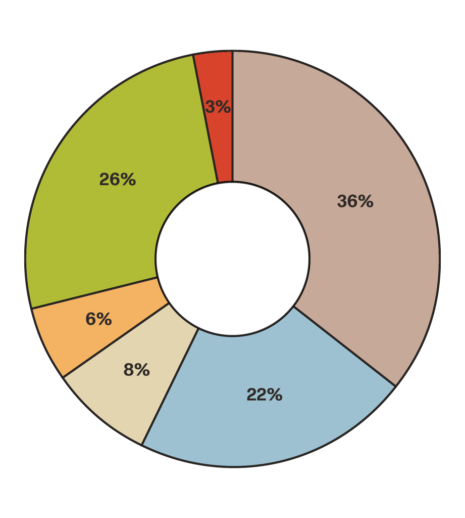 A donut graph showing emissions sources for Hays County.