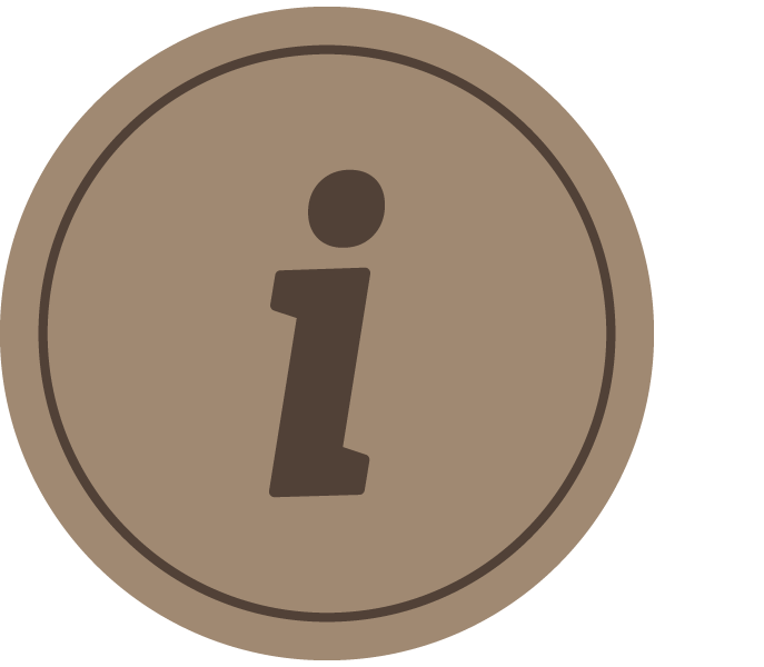 Brown circle with an info icon.