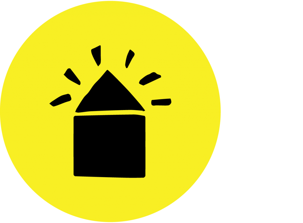Icon: Yellow Circle with a Hand-Drawn House