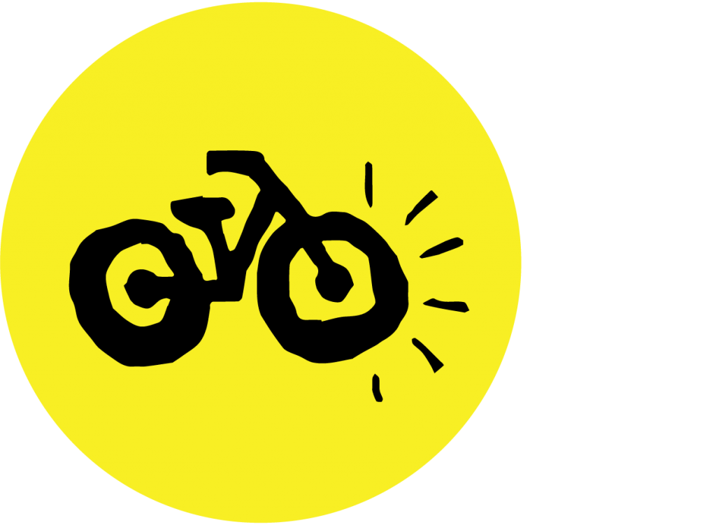 Icon: Yellow Circle with a Hand-Drawn Bicycle