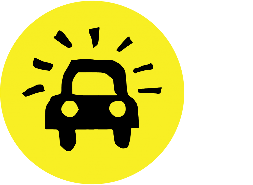 Icon: Yellow Circle with a Hand-Drawn Car