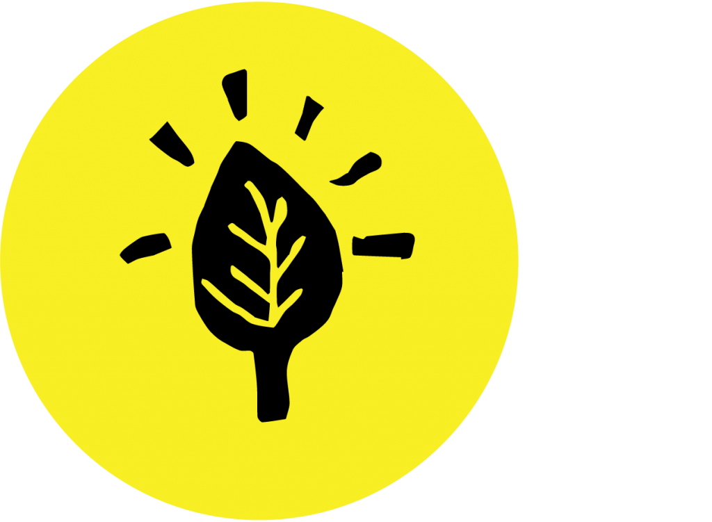 Icon: Yellow Circle with a Hand-Drawn Leaf