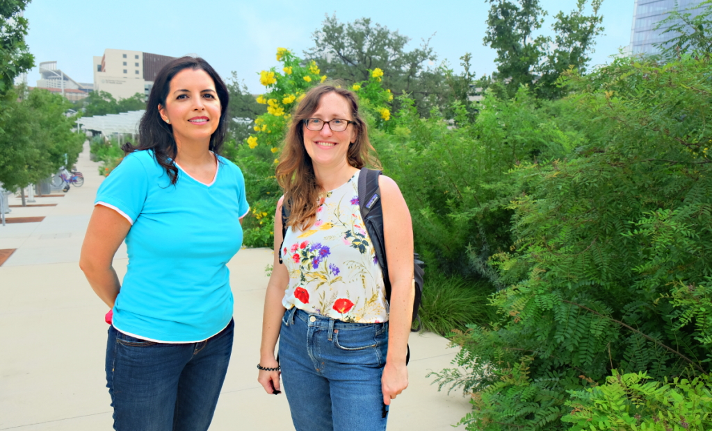 Lizett (left) and Eileen (right) smile outside at Waterloo Park.