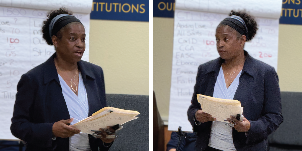 Photos of Warinda speaking.