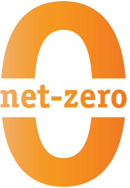 Icon of a Zero with the words "Net-Zero" on the inside.