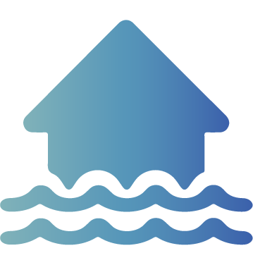 Icon of a house with two wavy lines depicting water.