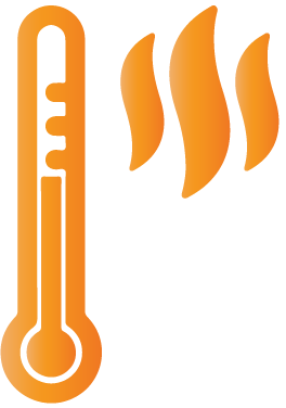 Icon of a thermometer with wavy lines next to it.