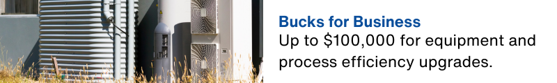 Up to $100,000 for equipment and process efficiency upgrades.