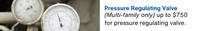 (Multi-family only) up to $750 for pressure regulating valve.