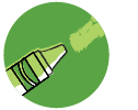Icon featuring a green crayon.