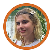 Fiona, a teenage girl with wavy blond hair, wearing a white t-shirt and white barrette in her hair