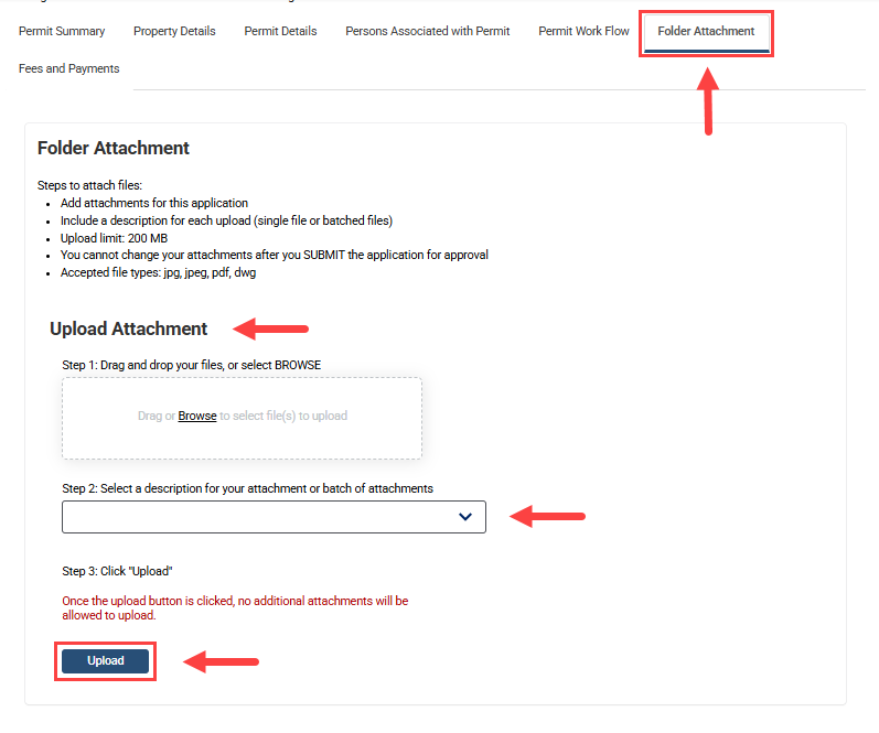Screenshot of where to find the folder attachment tab