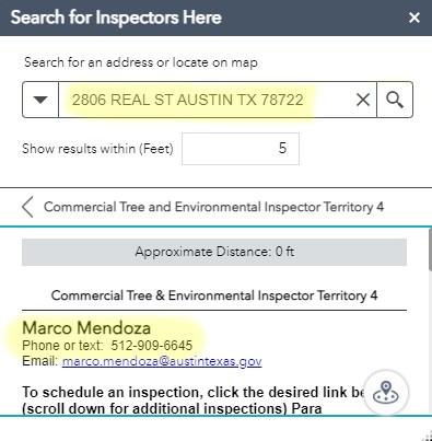 screenshot of Inspector Territories application